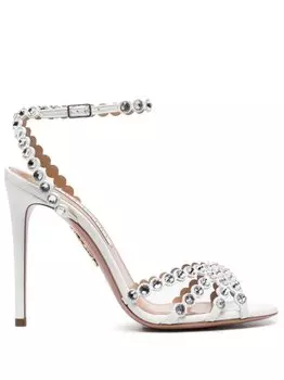 Aquazzura босоножки Tequila 115 с кристаллами, белый