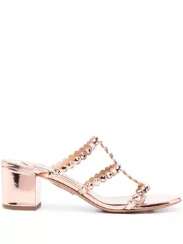 Aquazzura босоножки Tequila 50 с кристаллами, золотистый
