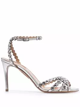 Aquazzura босоножки Tequila 85, серебристый