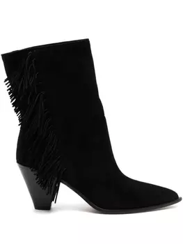 Aquazzura ботильоны с бахромой, черный