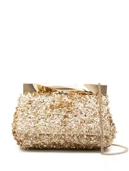 Aquazzura клатч Twist с эффектом металлик, золотистый