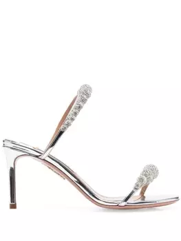 Aquazzura мюли Disco Dancer 85 с кристаллами, серебристый