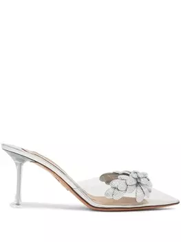 Aquazzura мюли Galactic Flower с заостренным носком, серый