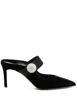 Aquazzura мюли Macaron 75 с кристаллами, черный