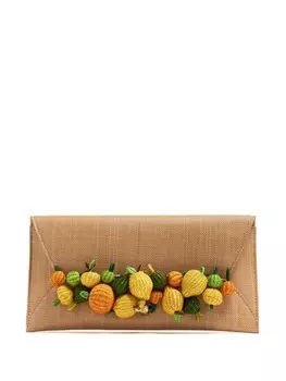 Aquazzura сумка-клатч из рафии Citrus Punch, нейтральный цвет