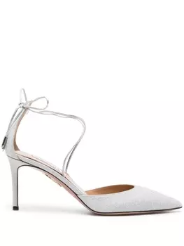 Aquazzura туфли Cherry 75 с блестками, серебристый