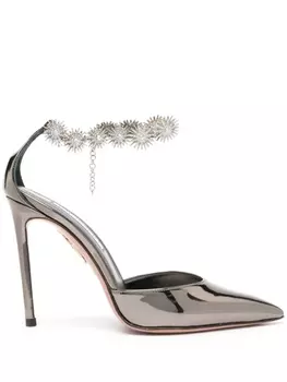 Aquazzura туфли Comet 105 с кристаллами, серебристый