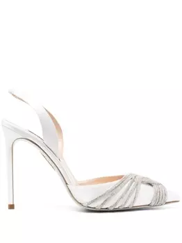 Aquazzura туфли Gatsby 120 с кристаллами, белый