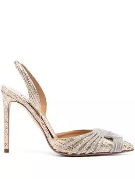 Aquazzura туфли-лодочки Gatsby Sling 105 мм, золотистый
