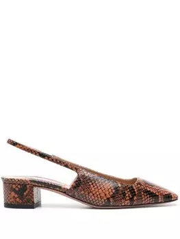 Aquazzura туфли-лодочки с тиснением под кожу змеи, коричневый