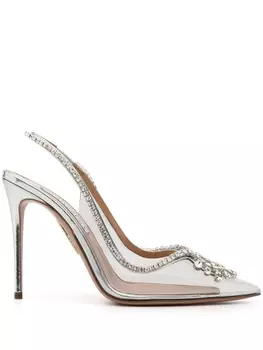 Aquazzura туфли-лодочки Seduction Crystal 105, серебристый