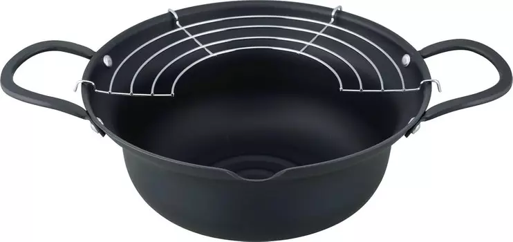 AR-6291 Кастрюля для темпуры, жарка, жарка, 9,4 дюйма (24 см), со ступенькой, подставка для жарки, утюг, совместима с индукционной индукцией, сделано в Японии WAHEI FREIZ