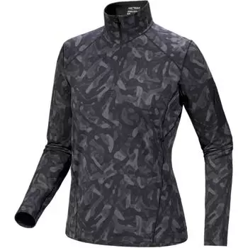 Arcteryx Женская куртка RHO FW24 с принтом на молнии и воротником, черная