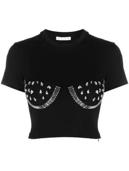AREA футболка с кристаллами, черный