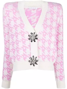 AREA кардиган Mussel Flower в ломаную клетку, белый