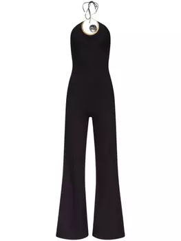 AREA комбинезон с вырезом халтер и кристаллами, черный