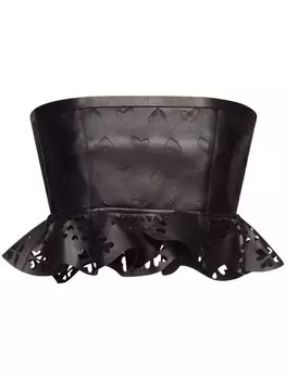 AREA кожаный топ с перфорацией, черный