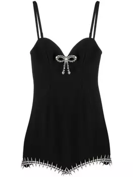 AREA платье мини с кристаллами, черный