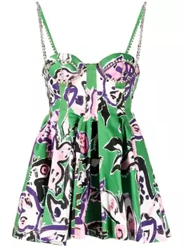 AREA платье мини с принтом, зеленый