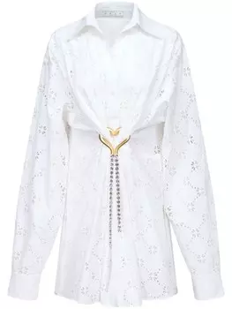 AREA платье-рубашка с английской вышивкой, белый