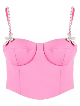 AREA шерстяной топ-бюстье с аппликацией, розовый