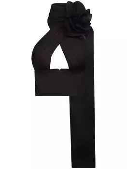 AREA топ Flower Corsage с вырезом халтер, черный