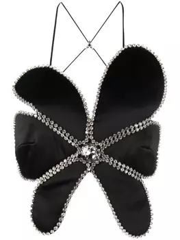 AREA топ Mussel Flower с кристаллами, черный