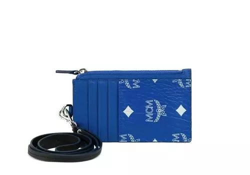 Aren Visetos Surf the Web Blue Leather Card Case Ожерелье Lanyard Кошелек MCM