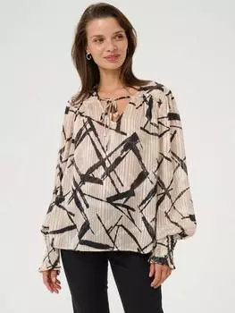 Архаичная абстрактная плиссированная блузка KAFFE, цвет Beige/Multi