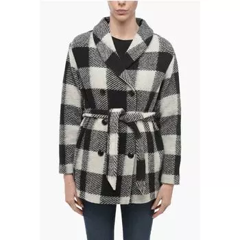 АРХИВ Двубортное пальто в клетку Woolrich, Black and White