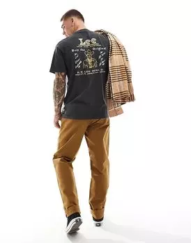 Архивная футболка с принтом логотипа ковбоя на спине, цвет: черный Lee