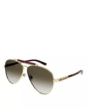 Архивные данные Kering Солнцезащитные очки-пилоты, 61 мм Gucci, цвет Gold