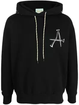 Aries худи с кулиской и графичным принтом, черный