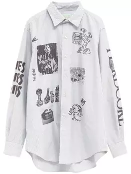 Aries полосатая хлопковая рубашка, синий