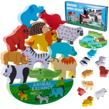 Аркадная игра-головоломка 2 в 1, деревянные блоки с животными Inna marka