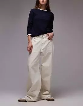 ARKET Cloud с низкой посадкой, мешковатые широкие брюки из эластичного вельвета цвета экрю