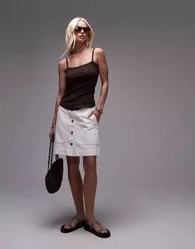 ARKET мини-юбка из денима в минималистичном цвете белого цвета