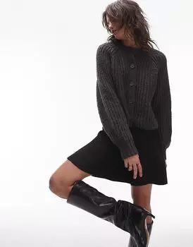 ARKET скульптурная юбка-мини с разрезами черного цвета