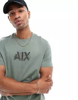 Armani Exchange – Box зеленая футболка с логотипом на груди