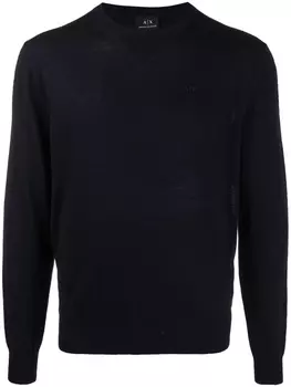 Armani Exchange джемпер с вышитым логотипом, синий