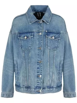 Armani Exchange джинсовая куртка с эффектом потертости, синий