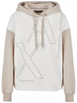 Armani Exchange флисовое худи с логотипом, нейтральный цвет