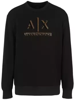 Armani Exchange футболка с длинными рукавами и логотипом, черный