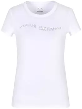 Armani Exchange футболка со стразами, белый