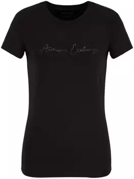 Armani Exchange футболка со стразами, черный