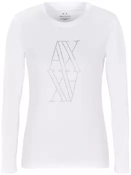 Armani Exchange футболка со стразами и логотипом, белый