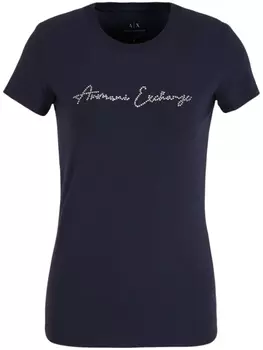 Armani Exchange футболка со стразами, синий