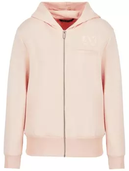 Armani Exchange худи на молнии с логотипом, нейтральный цвет
