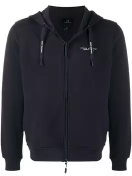 Armani Exchange худи на молнии с логотипом, черный