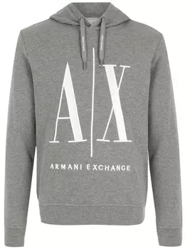 Armani Exchange худи с логотипом, серый